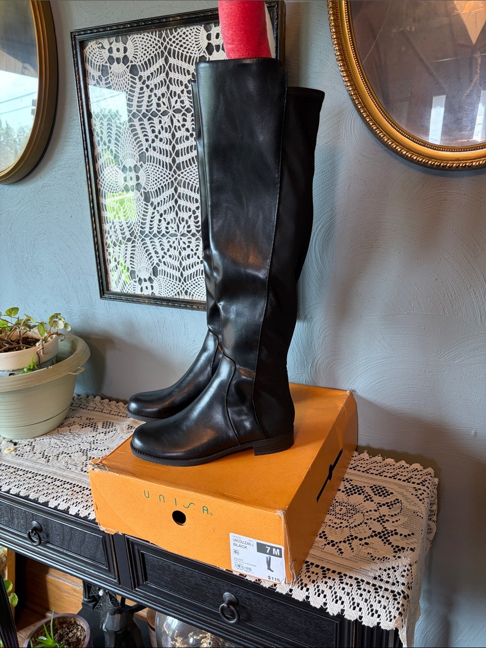 Unisa Black Over-the-Knee Leather Boots